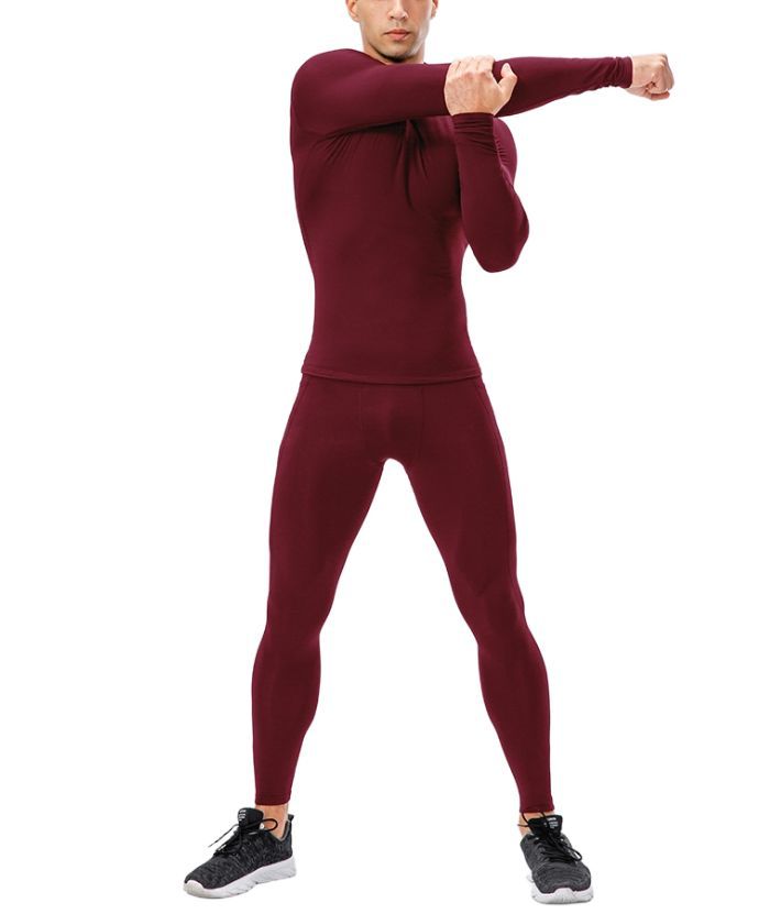 ZITY Men's Quarter Zipper Compression Shirt with Trouser Set-DUMTR05958