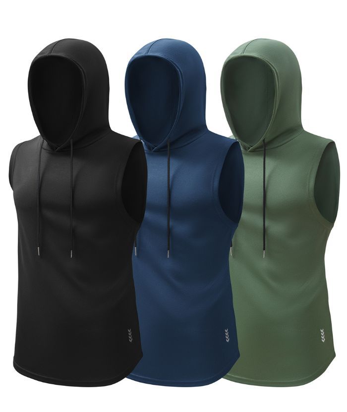 3 Pack Men's Sports Pullover Vest Hoodie-TZUHE00123