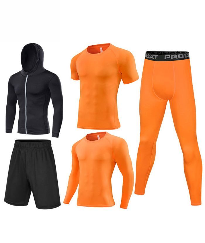 ZITY Men's Sports Cross-Border Fitness Five-Piece Compression Set-DUMTR05994