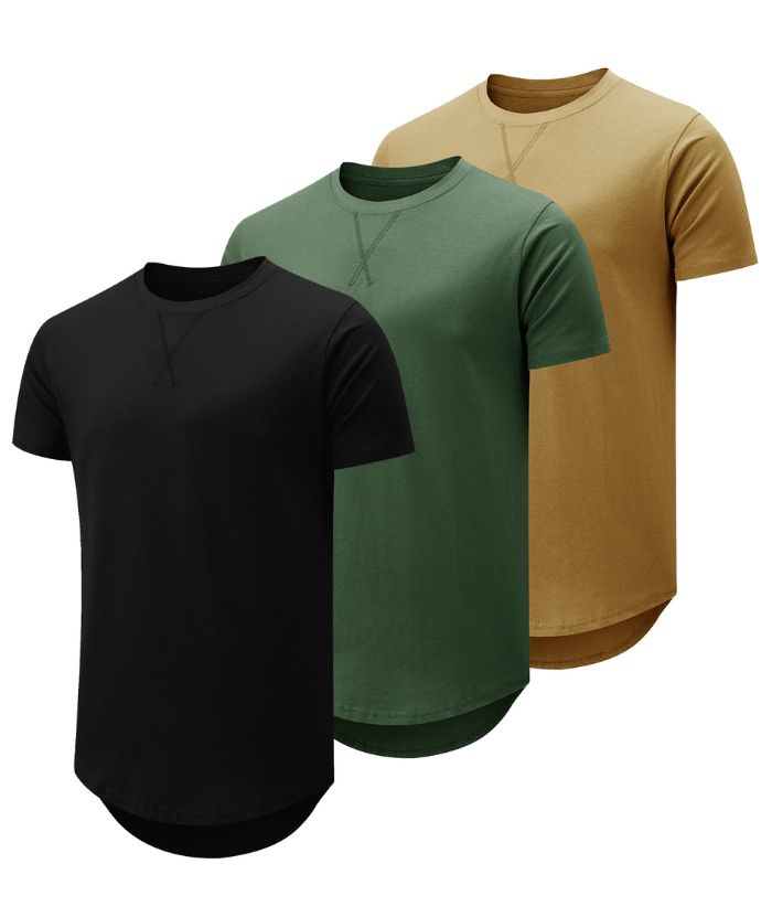 3 Pack Men's Round Neck Hip-Hop Slim Fit T-Shirt-TZUHE00113