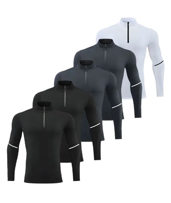 5 Pack Men's Stand Collar Dri Fit Sports Compression Shirt-DZUHE00190