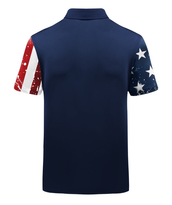 ZITY Men's American Flag Theme Golf Polo Shirt-CUMPO05424