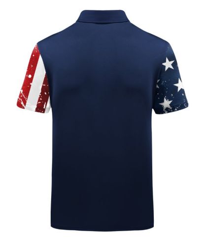 ZITY Men's American Flag Theme Golf Polo Shirt-CUMPO05424