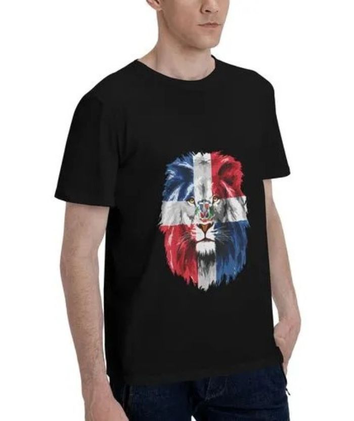 ZITY Men's Lion Dominican Republic Flags 100% Cotton T-Shirt