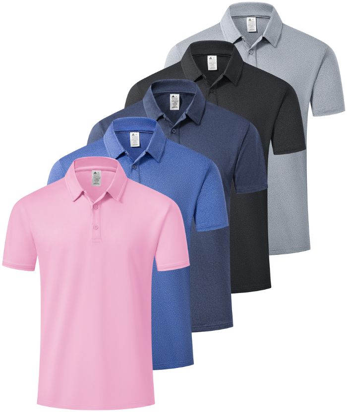 5/3 Pack Men's Button Up Slim Fit Polo Shirt-CZUHE00161