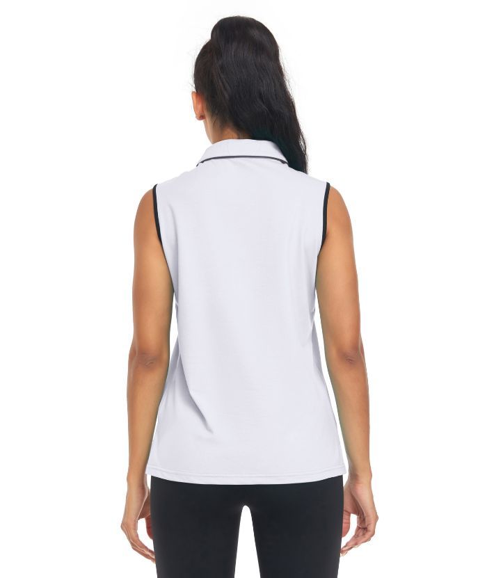 ZITY Women's Sleeveless Quarter Zip Golf Polo Shirt-CUWPO01362