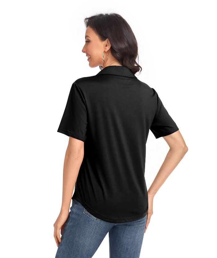 ZITY  Women's Slim Fit Solid Color Casual Polo Shirt-CUWPO01496