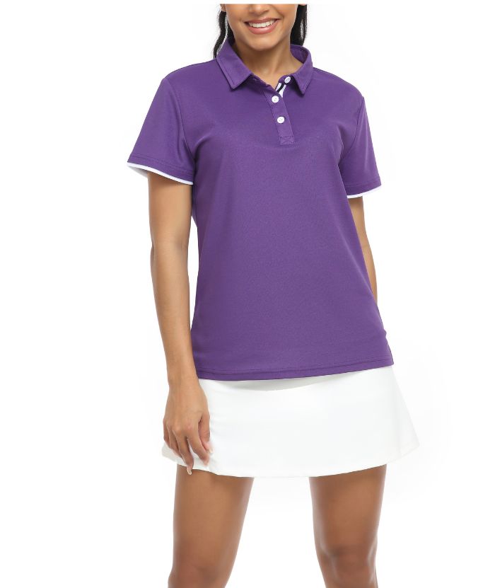 ZITY Women's Slim Fit Button Up Golf Polo Shirt-CFWNL00005