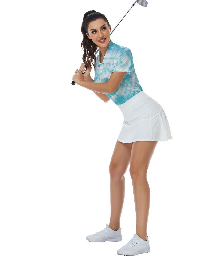 ZITY Women's Tie Dye Print Golf Polo Shirt-CUWPO02029