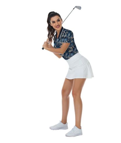 ZITY Women's Cashew Flower Print Slim Fit Golf Polo-CUWPO01942