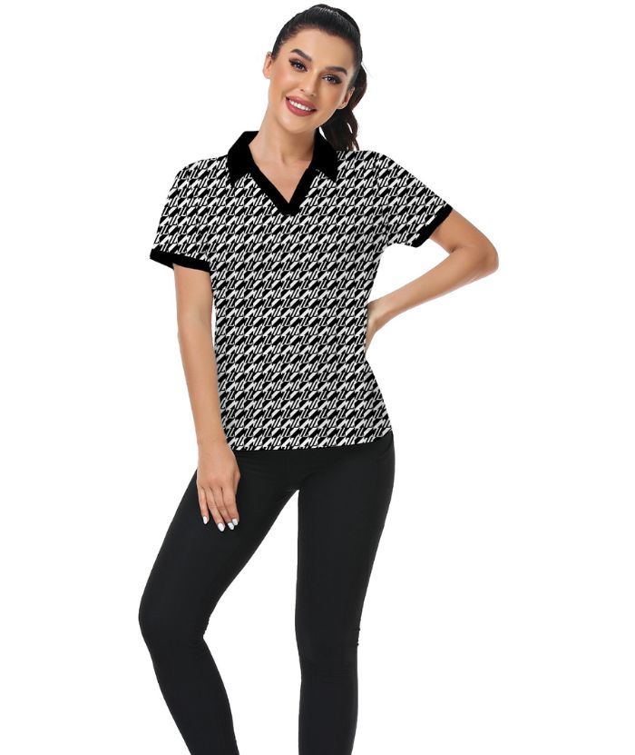 ZITY Women's Slim Fit V Neck Golf Polo Shirt-CUWPO02032