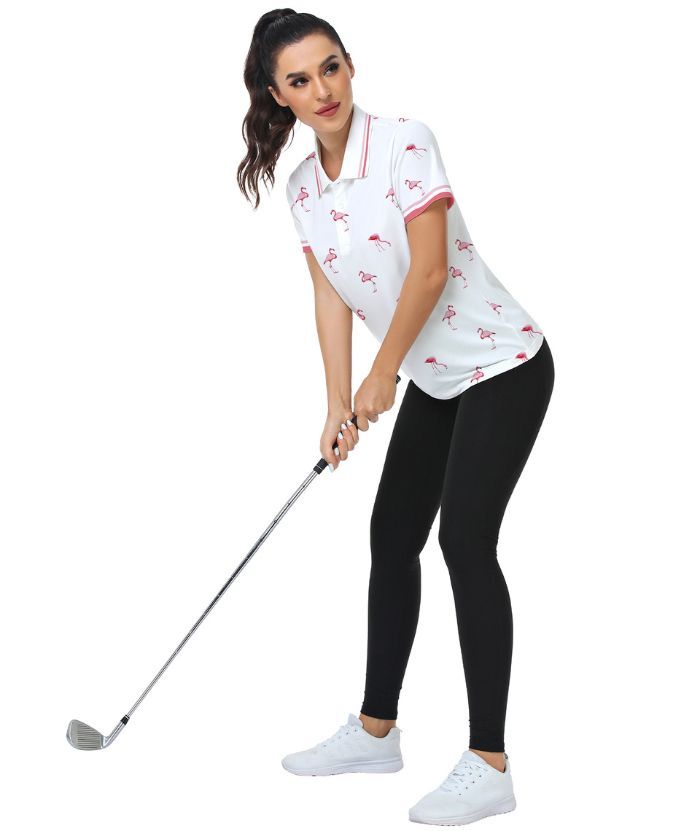 ZITY Women's Slim Fit Button Up Golf Polo Shirt-CUWPO02135