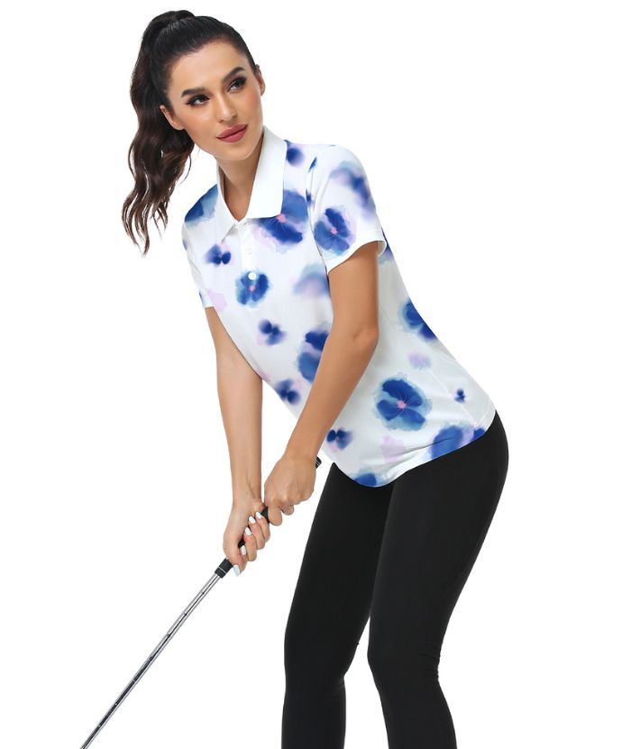 ZITY Women's Slim Fit White Golf Polo Shirt-CUWPO02142