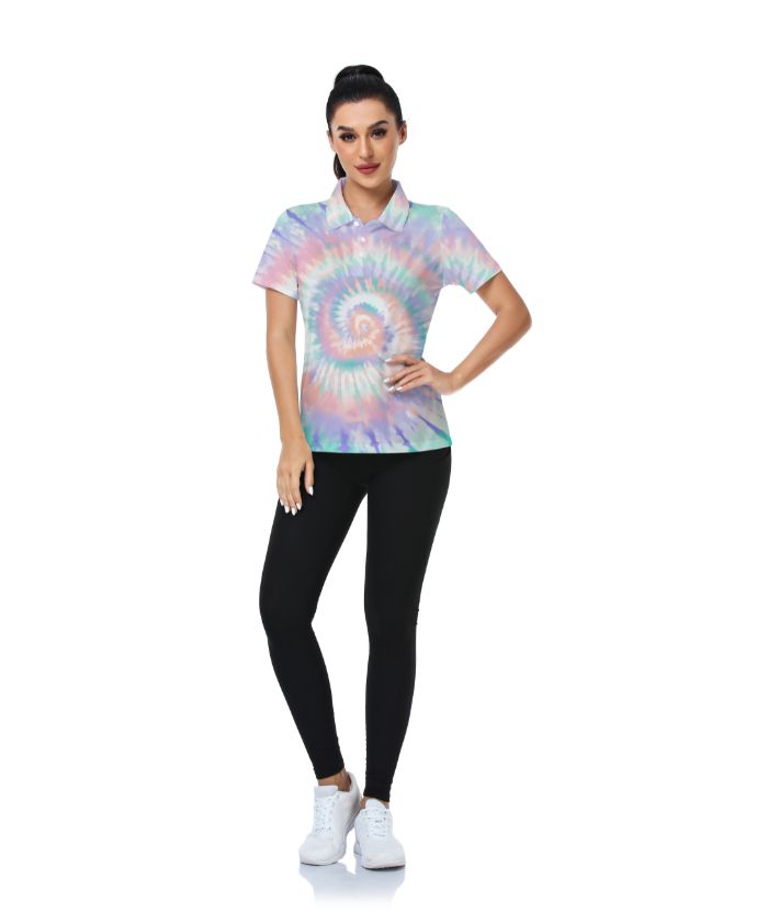 ZITY Women's Slim Fit Tie Dye Golf Polo Shirt-CUWPO02028