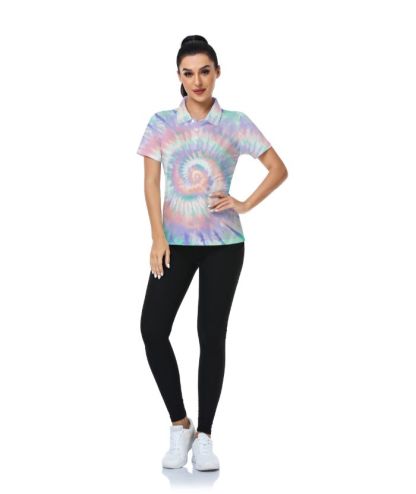 ZITY Women's Slim Fit Tie Dye Golf Polo Shirt-CUWPO02028