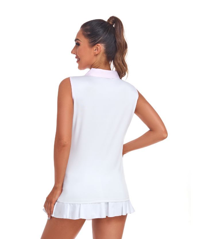 ZITY Women's Sleeveless Button Up Polo Shirt-CUWBP02125