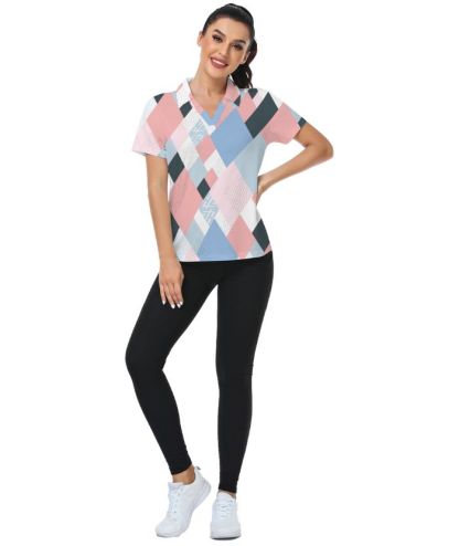 ZITY Women's Slim Fit Button Up Sports Polo Shirt-CUWPO01329