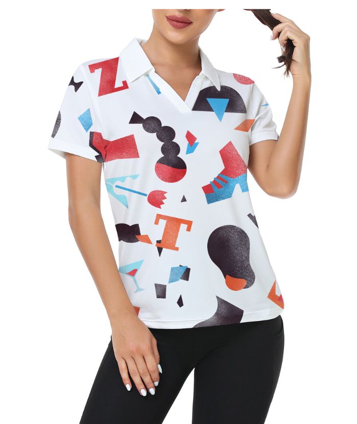 ZITY Women's Slim Fit White Golf Polo Shirt-CUWPO01004