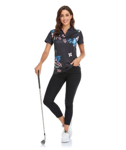 ZITY Flower Print Slim Fit Golf Polo Shirt-CFWZZ00003