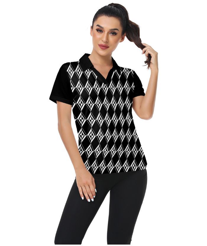 ZITY Women's Slim Fit Black Golf Polo Shirt-CUWPO01021