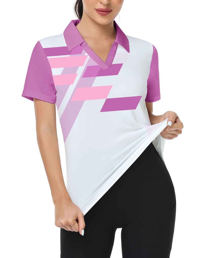 ZITY Women's Slim Fit V Neck Golf Polo Shirt-CFWZZ00034