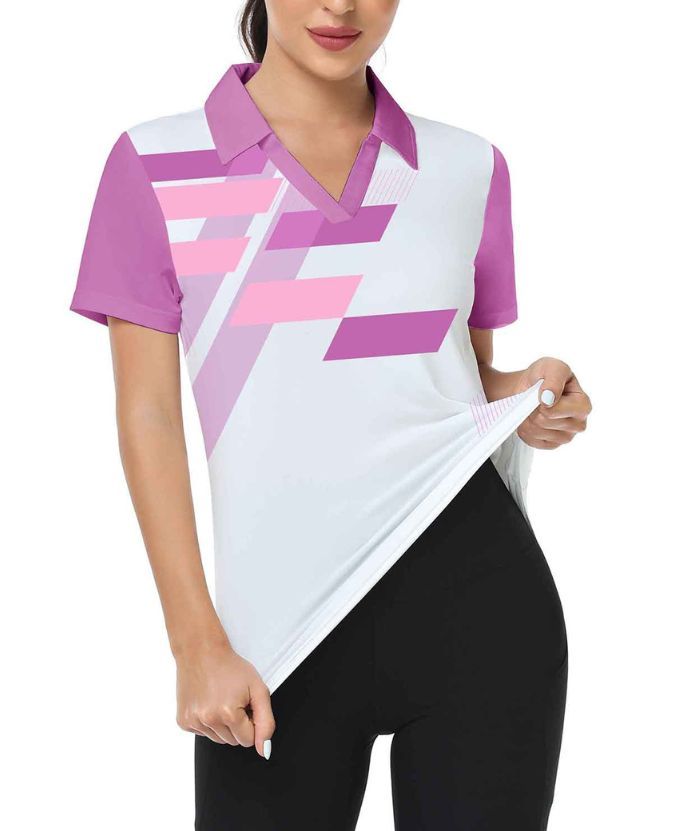 ZITY Women's Slim Fit V Neck Golf Polo Shirt-CFWZZ00034