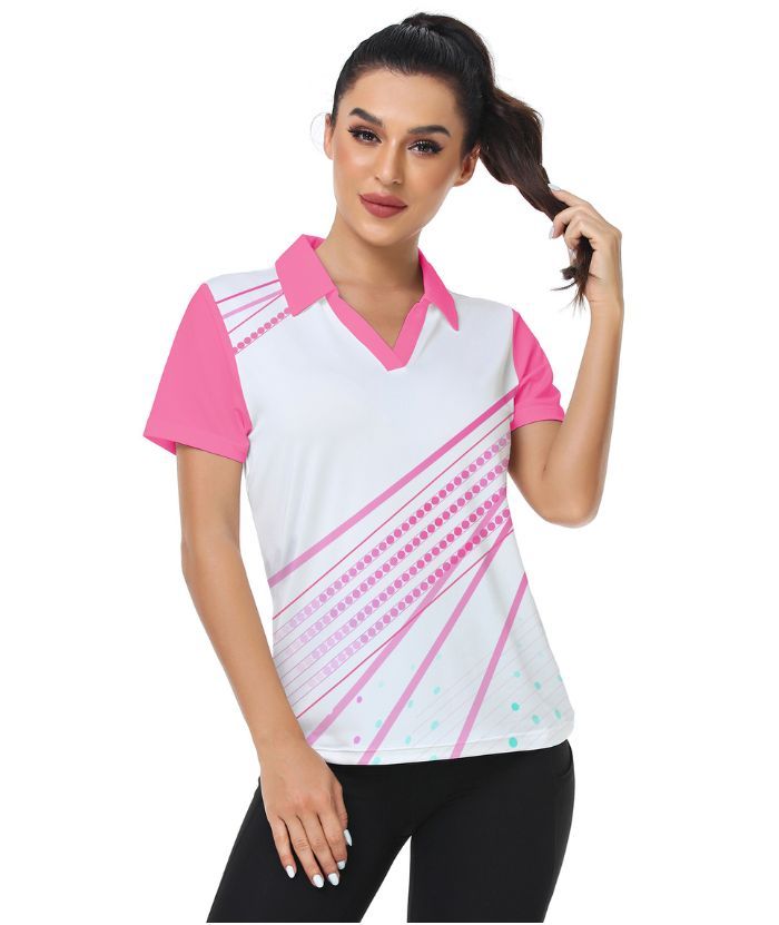 ZITY Women's Dri Fit V Neck Golf Polo Shirt-CFWZZ00035