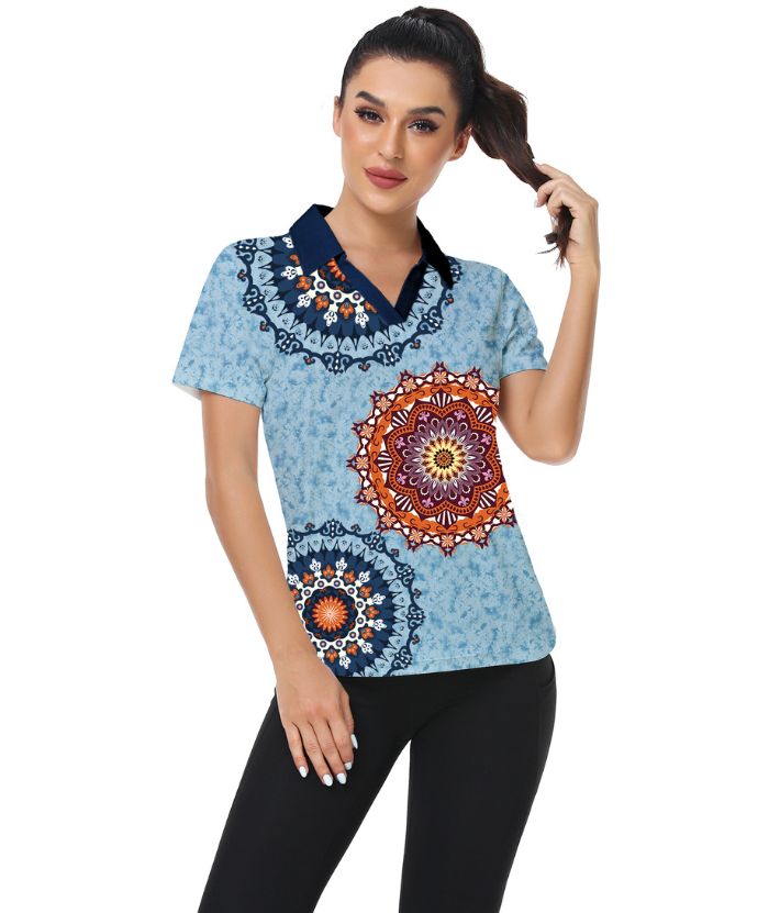 ZITY Women's Slim Fit Printed Golf Polo Shirt-CFWZZ00037