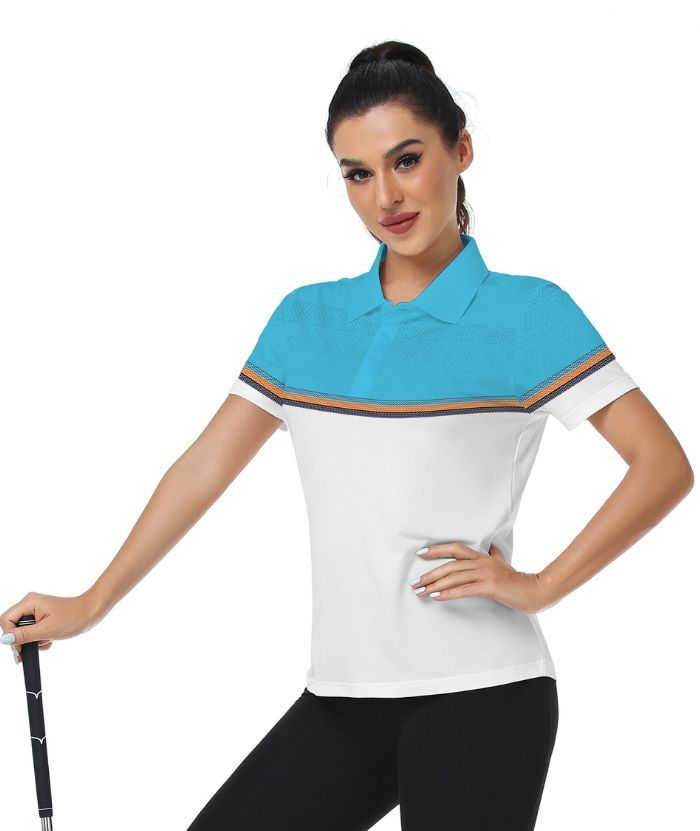 ZITY Women's Dri Fit Button Up Golf Polo Shirt-CUWPO01297