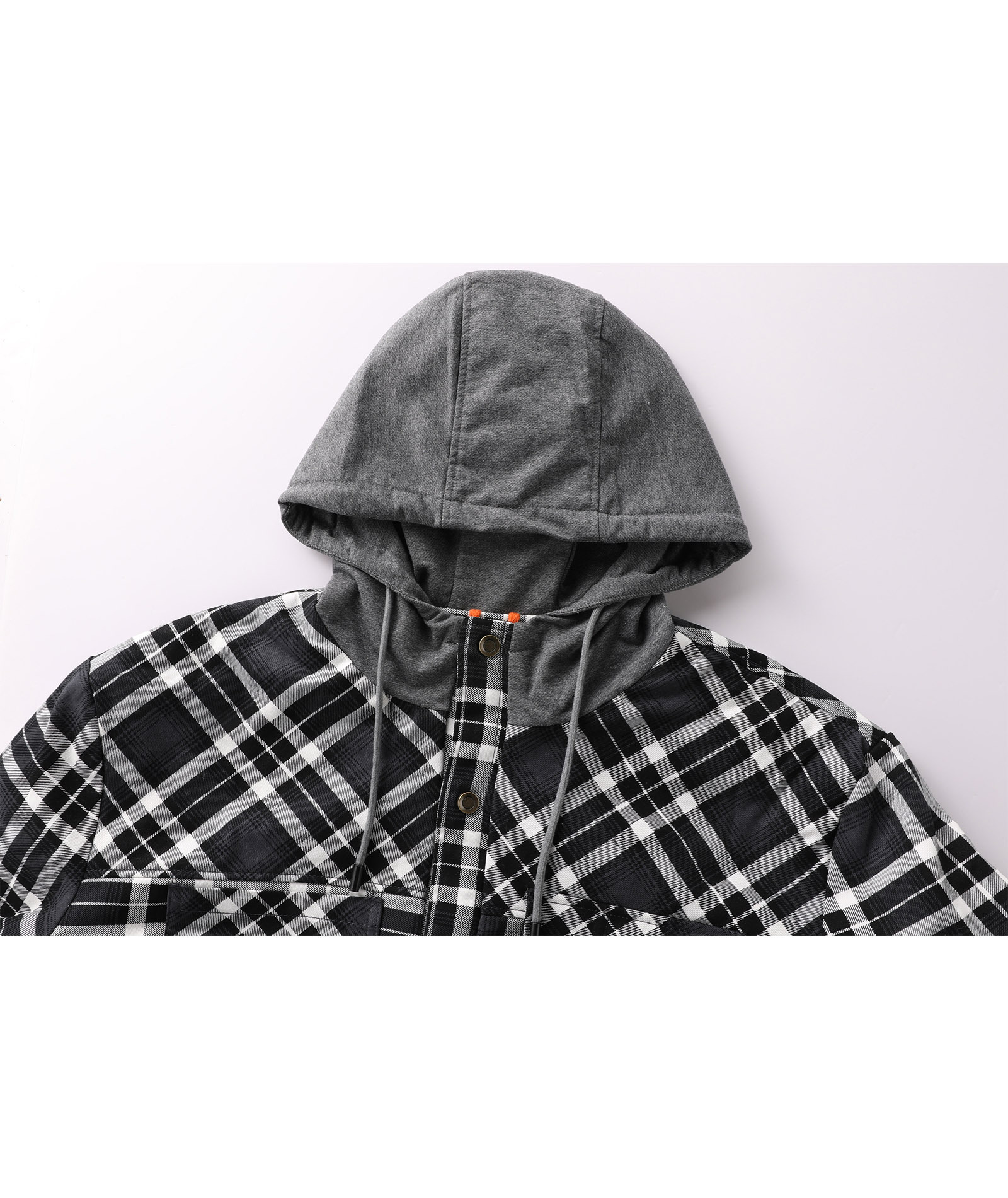 ZITY Men's Long Sleeve Hooded Plaid Fleece Hoodie-AUMPJ00587