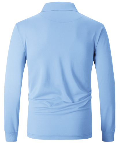 ZITY Men's Button Up Dri Fit Long Sleeve Polo Shirt-CFMPO00095