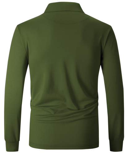 ZITY Men's Button Up Dri Fit Long Sleeve Polo Shirt-CFMPO00095