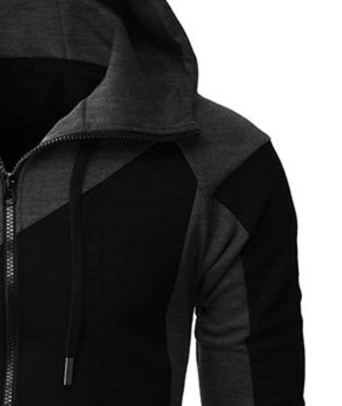 ZITY Men's Color Black Zipper Hooded Long Sleeve Lightweight Hoodie-DUMFH04864 | Zitysports