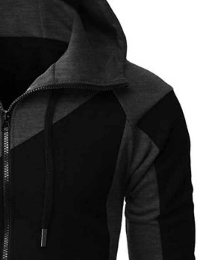 ZITY Men's Color Black Zipper Hooded Long Sleeve Lightweight Hoodie-DUMFH04864 | Zitysports
