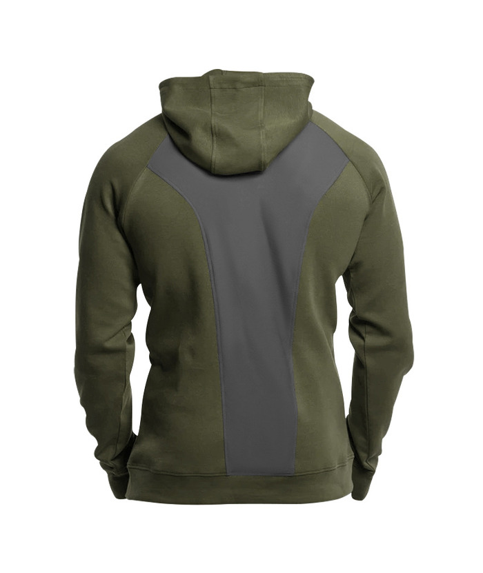 Men's Slim Fit Hiking Hoodie Long Sleeved Half Zip Block Jacket-DUMFH04892 | Zitysports