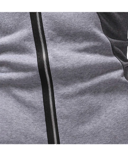 ZITY Men's Sweatshirt Oblique Zipper Stitching Design Hoodie-DUMHD04971|Zitysports