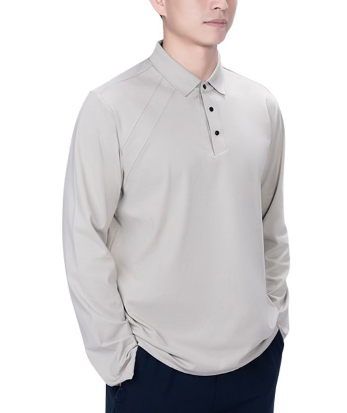 ZITY Men's 3 Button Up Long Sleeve Polo Shirt-8903