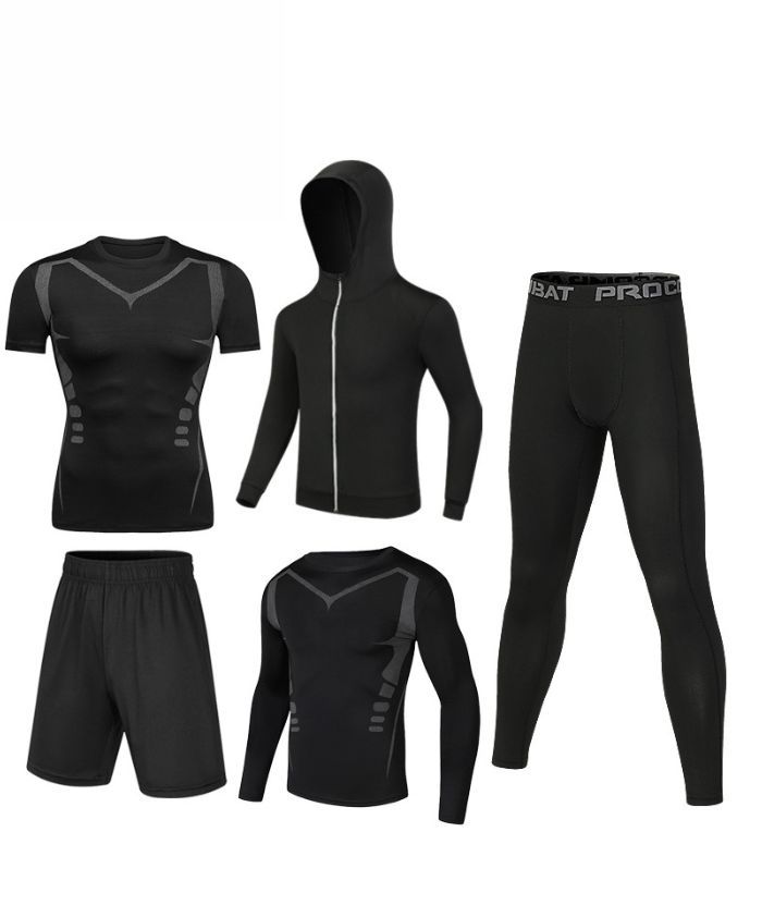 ZITY Men's Sports Cross-Border Fitness Five-Piece Compression Set-DUMTR05994