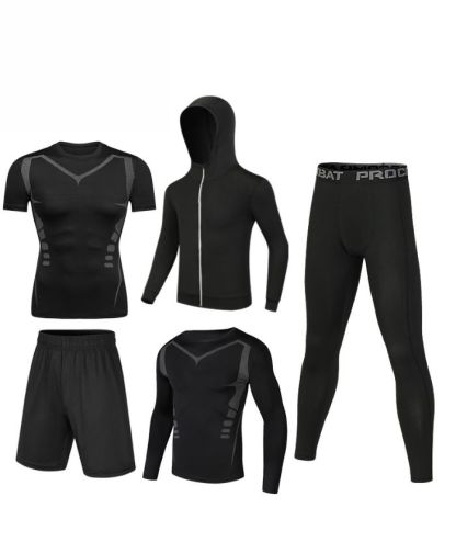 ZITY Men's Sports Cross-Border Fitness Five-Piece Compression Set-DUMTR05994