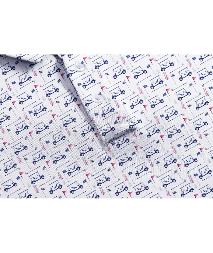 ZITY Men's Button Up Dri Fit Printed Polo Shirt-CUMPO05527