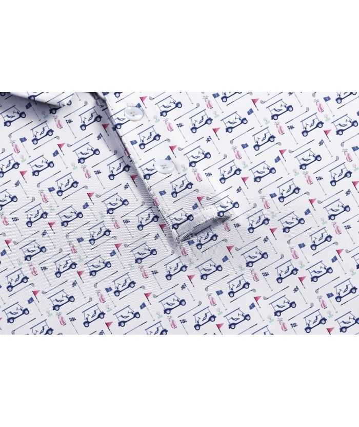 ZITY Men's Button Up Dri Fit Printed Polo Shirt-CUMPO05527