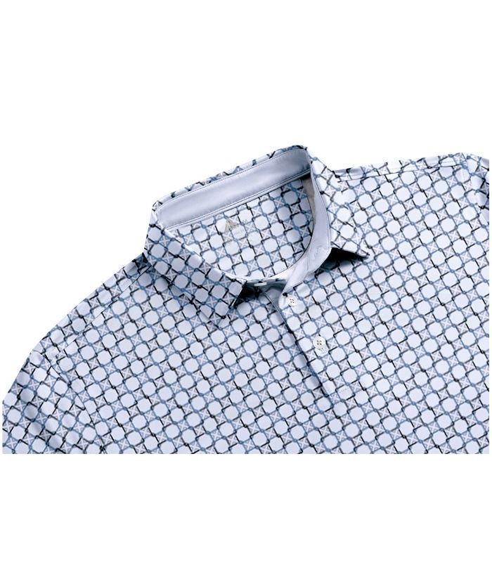 ZITY Men's Button Up Slim Fit Printed Polo Shirt-CUMPO05189