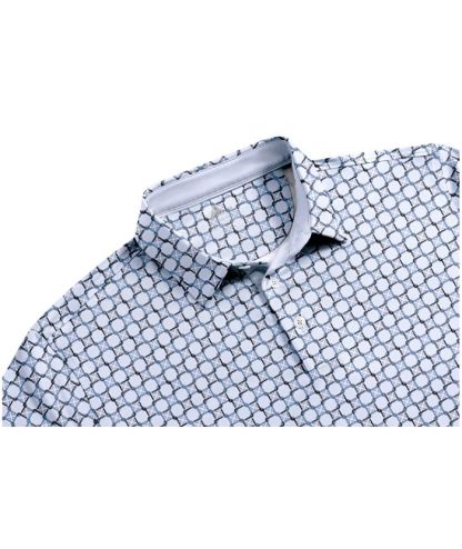 ZITY Men's Button Up Slim Fit Printed Polo Shirt-CUMPO05189