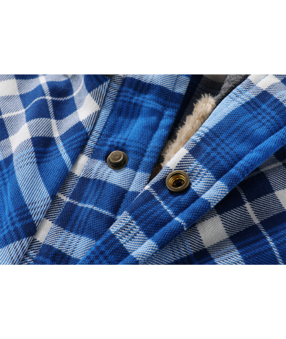 ZITY Men's Long Sleeve Hooded Plaid Fleece Hoodie-AUMPJ00587