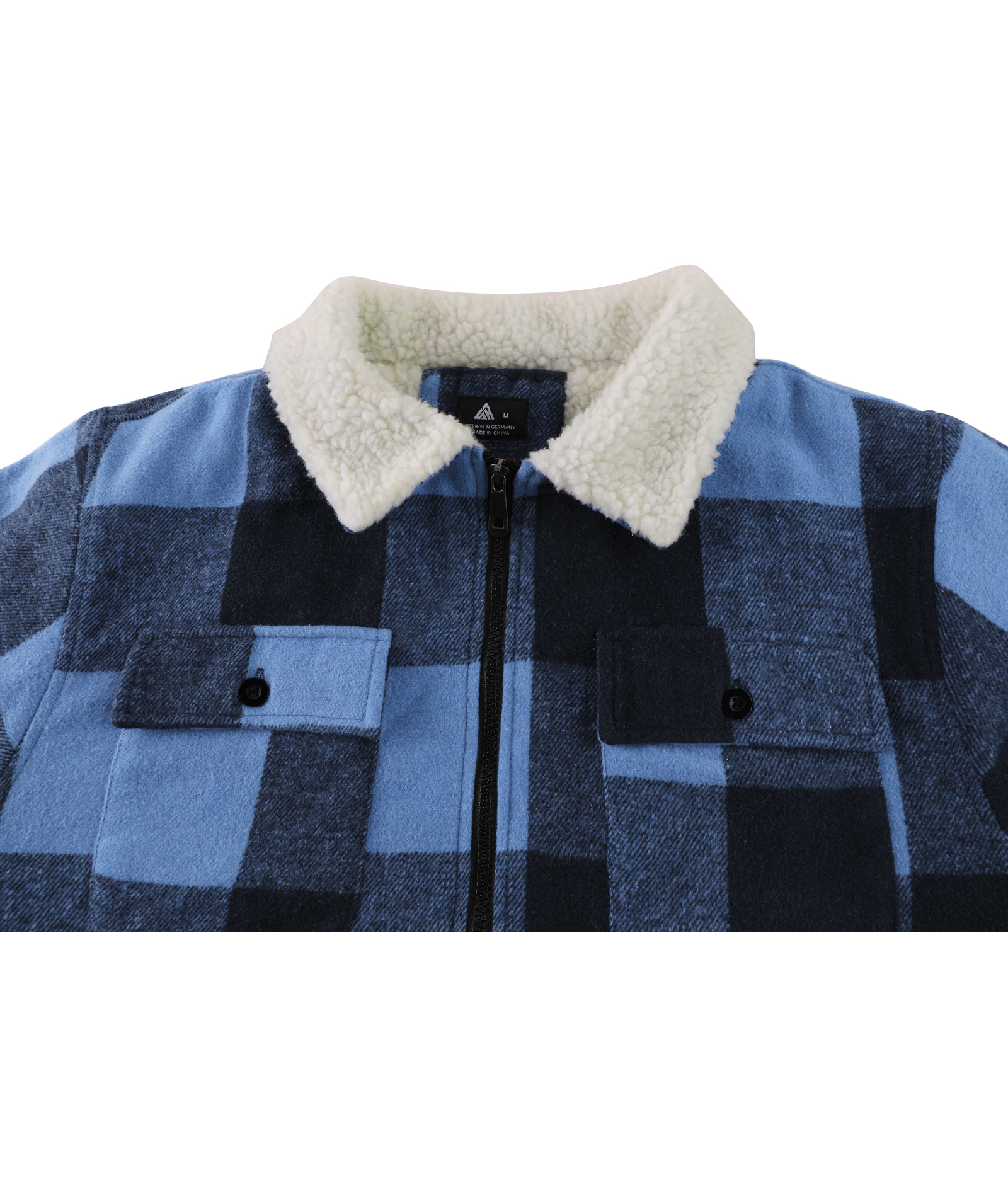 ZITY Men's Long Sleeve Full Zipper Plaid Fleece Shirt-CUMJA04084