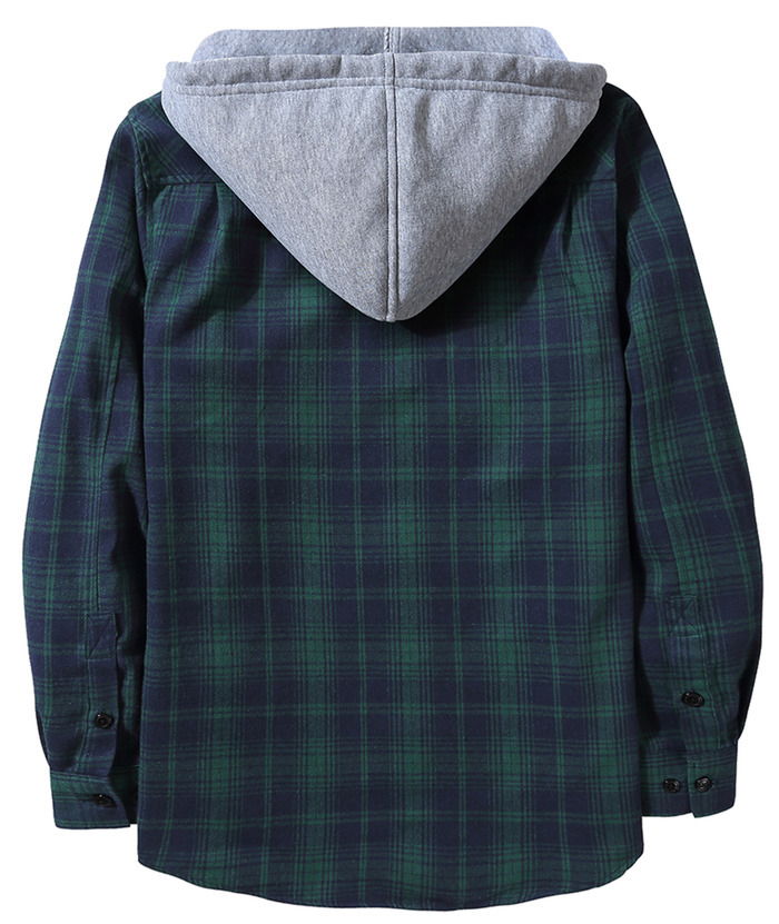 ZITY Men's Plaid Hooded Long Sleeve Button Down Flannel Shirt-ZPK000014 | Zitysports
