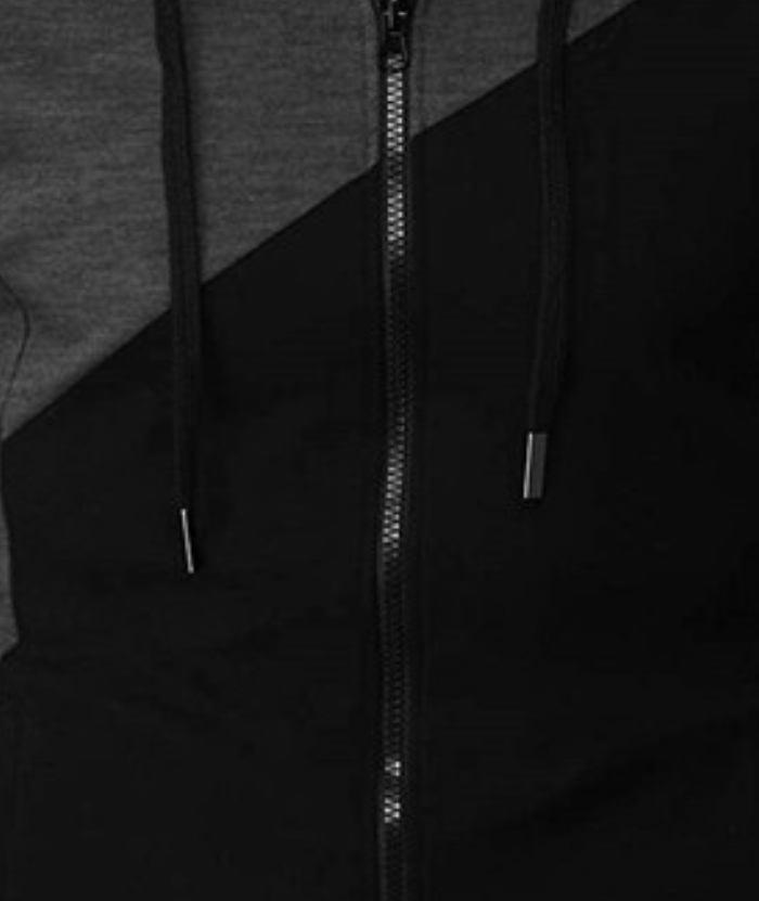 ZITY Men's Color Black Zipper Hooded Long Sleeve Lightweight Hoodie-DUMFH04864 | Zitysports
