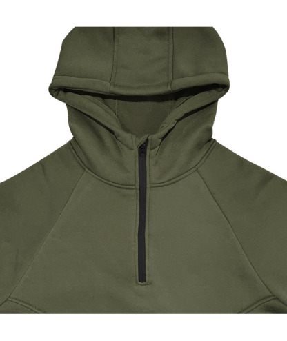 Men's Slim Fit Hiking Hoodie Long Sleeved Half Zip Block Jacket-DUMFH04892 | Zitysports