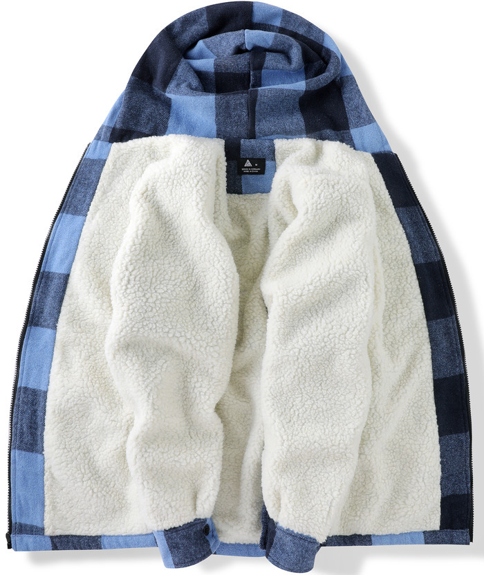 ZITY Men's Sherpa Lined Soft Warm Plaid Hooide Jacket-ZPK006045|Zitysports