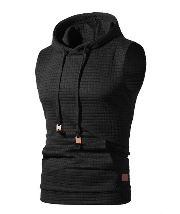 ZITY Men's Plus Size  Solid Color Sleeveless Hoodie-DUMMG05201|Zitysports